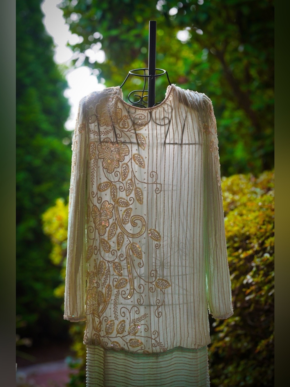 Vintage Scala Milano Paris Silk Beaded Sequin Dress Medium/Large Shoulder Pads - Picture 6 of 6